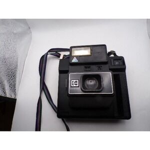 Kodak EK4 Instant Camera Vintage Black Film Camera with Flash and Neck Strap